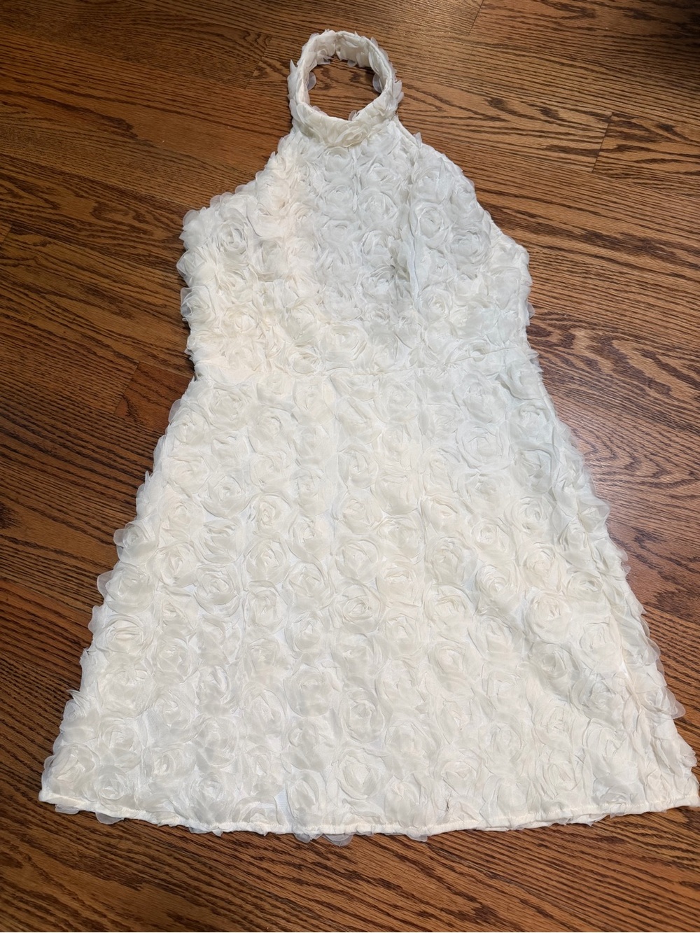 Girls White Rosette Halter Dress